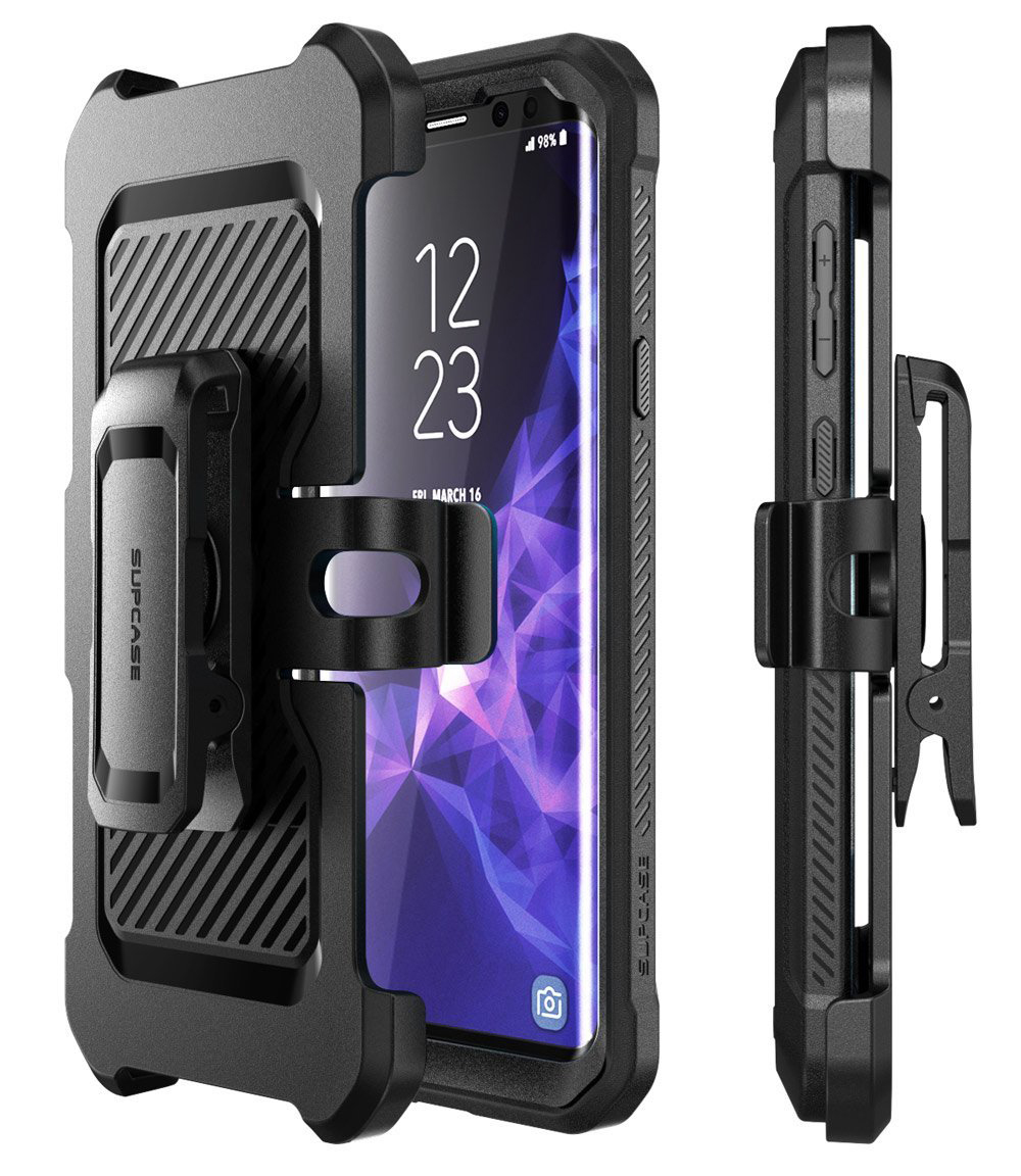 Etui pancerne z kaburą z klipsem obrotowym i osłoną na ekran Supcase Unicorn Beetle Pro do Galaxy S9 Plus